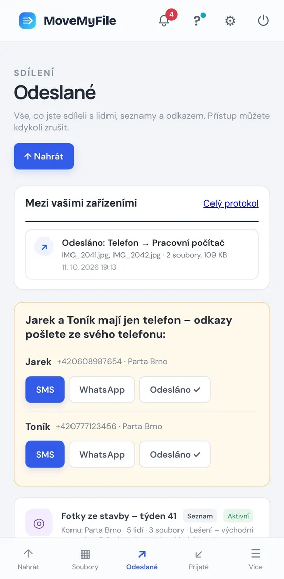 SMS posíláte ze svého telefonu