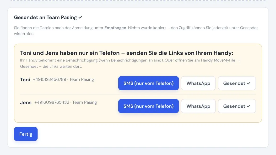 An die ganze Gruppe auf einmal