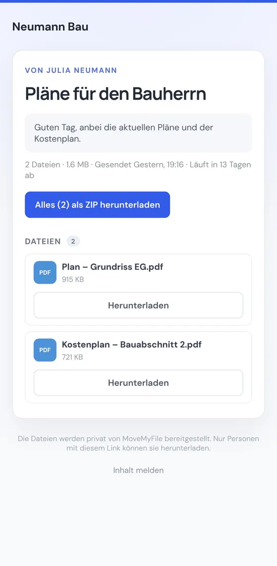 So sieht es der Empfänger