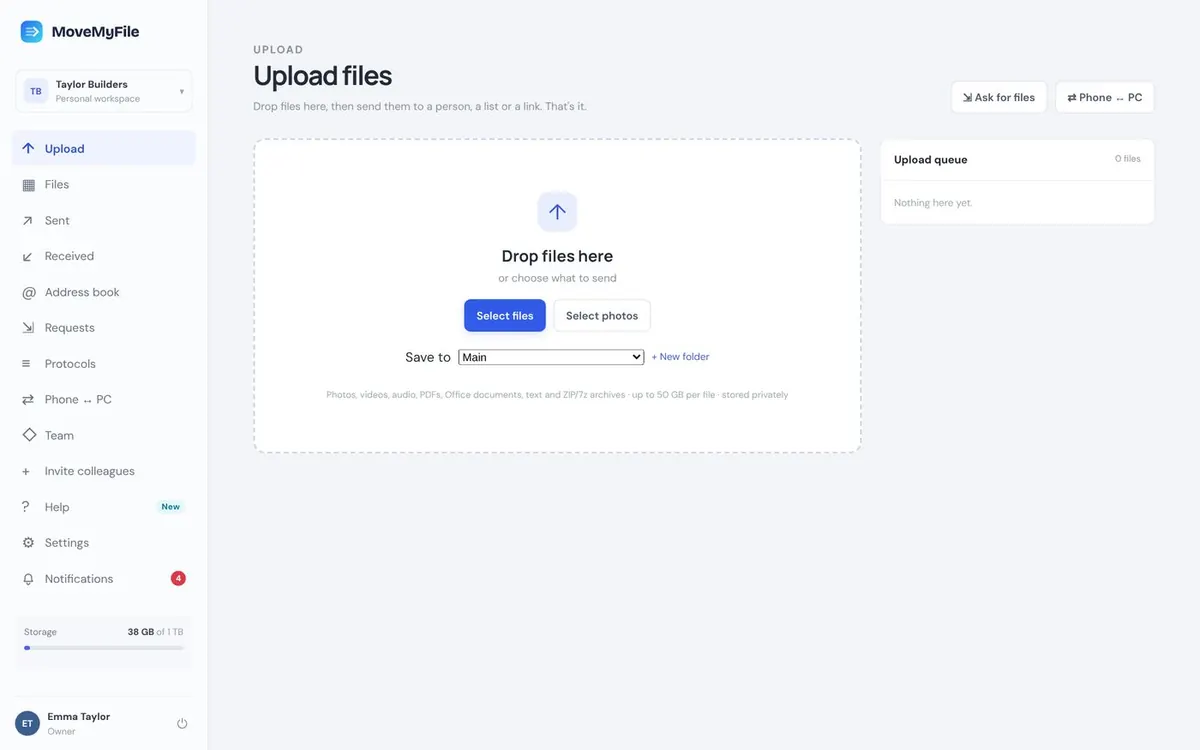 Upload your files