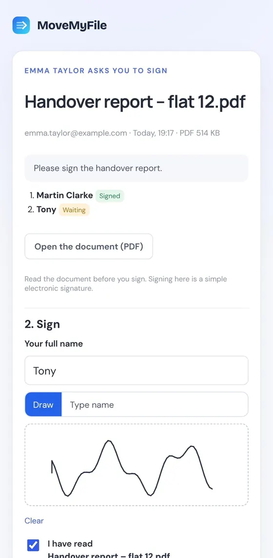Sign with a finger