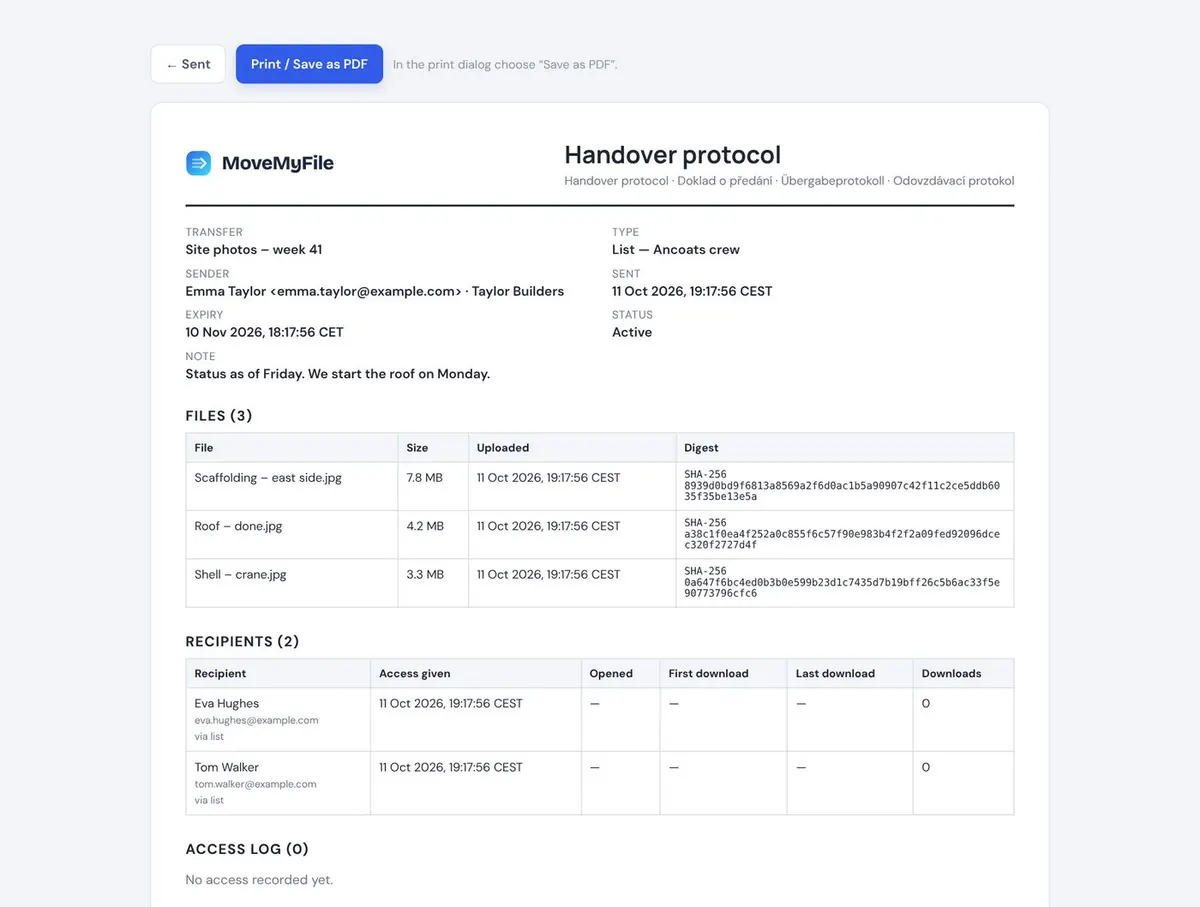 Handover protocol
