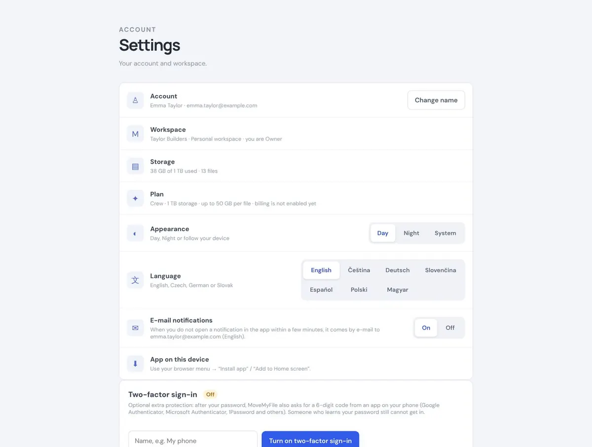 Settings