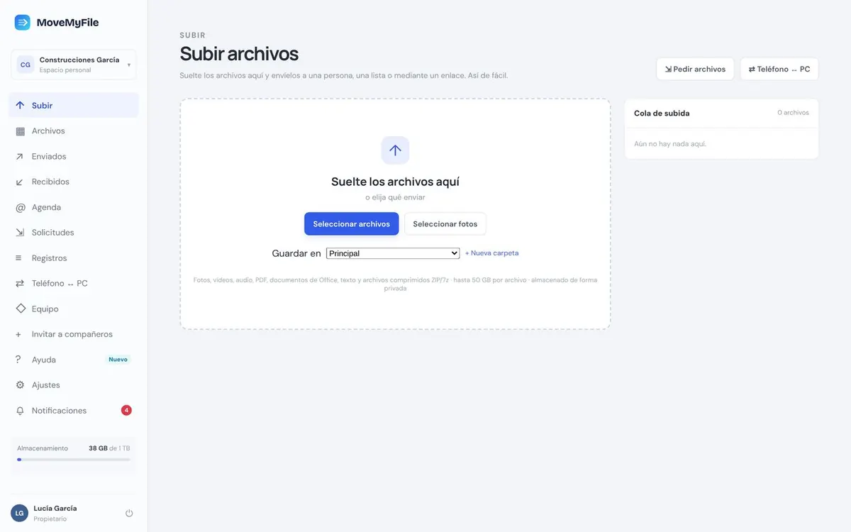 Suba sus archivos