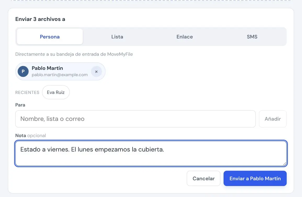 Envíelos a una persona