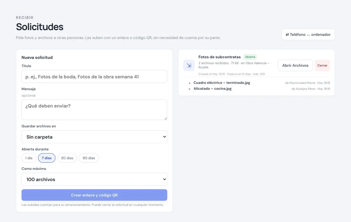 Pida archivos