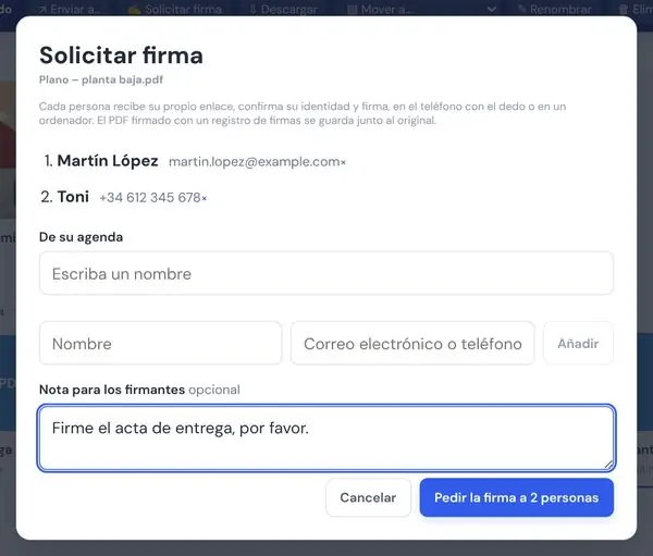 Pida la firma de un PDF