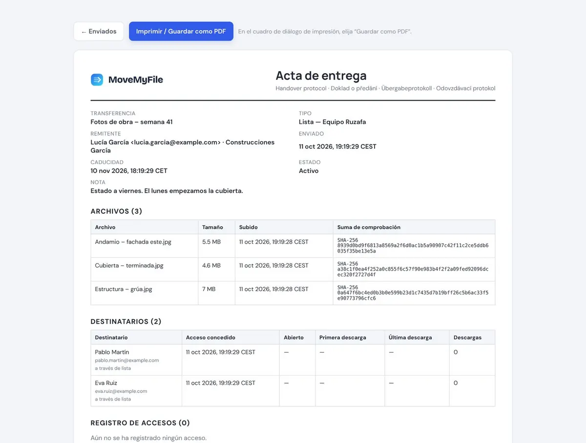 Acta de entrega