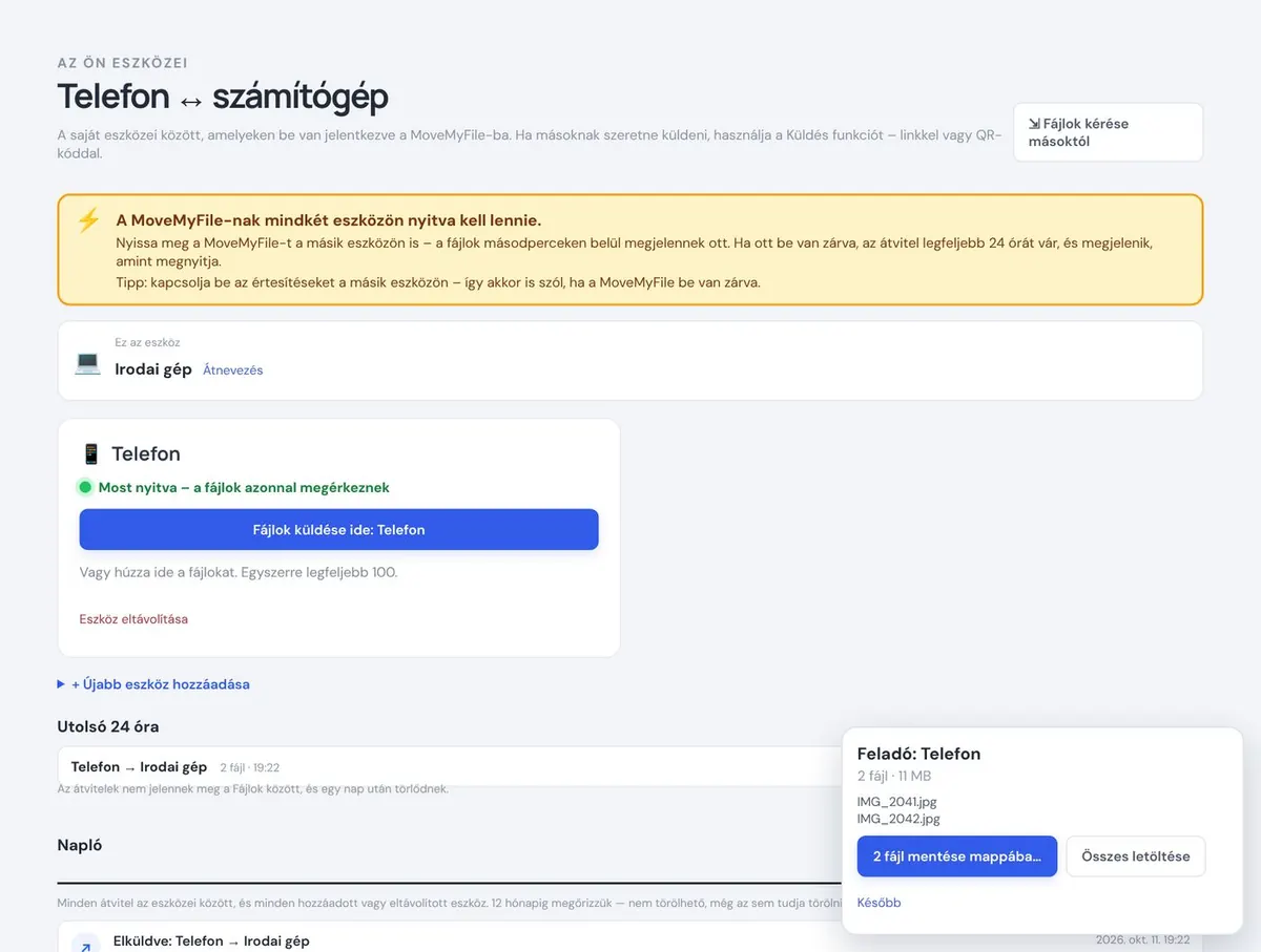 Fájlok a saját eszközei között