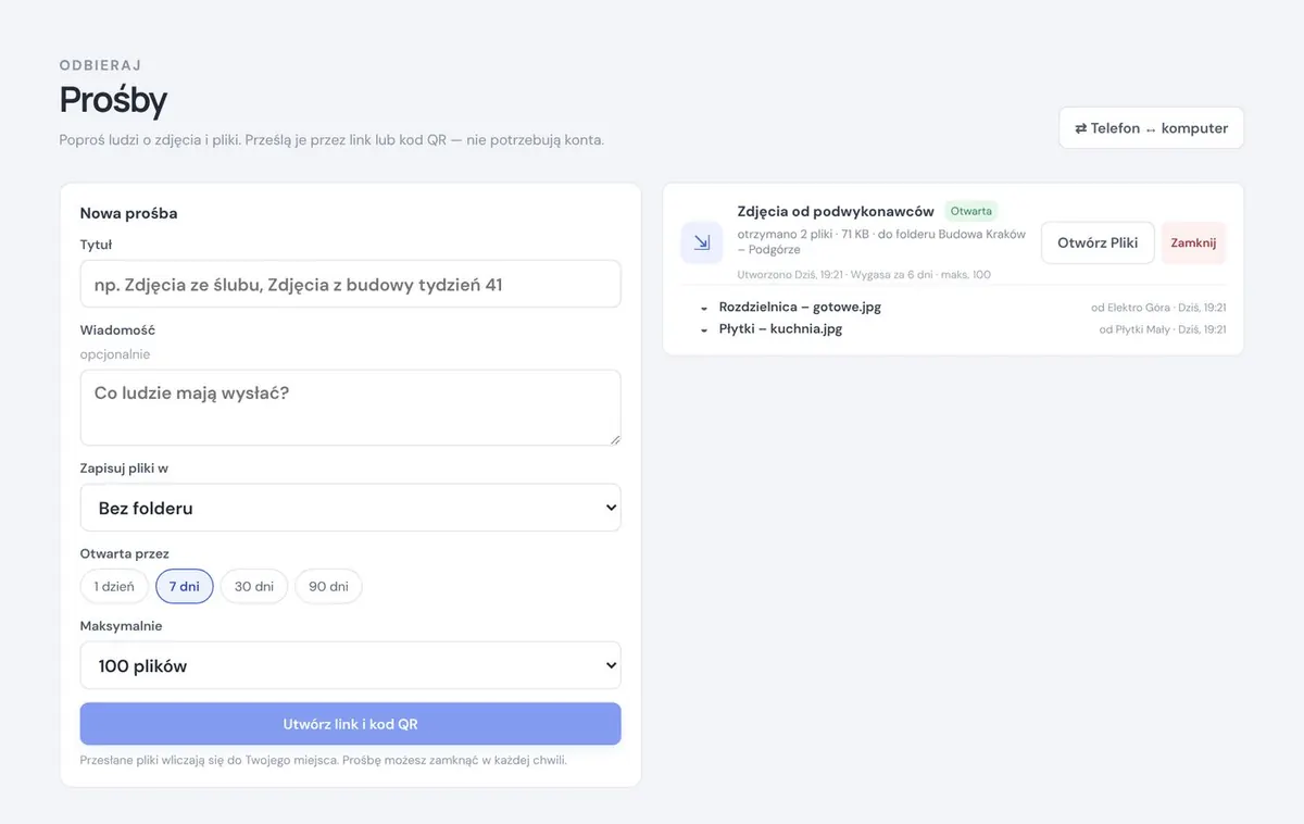 Poproś o pliki