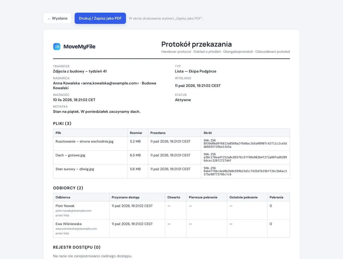 Protokół przekazania