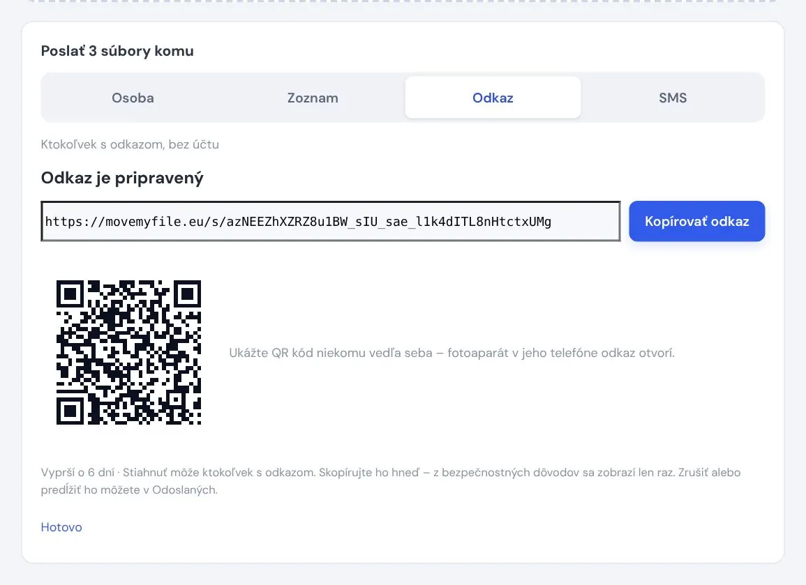 Alebo vytvorte odkaz a QR kód